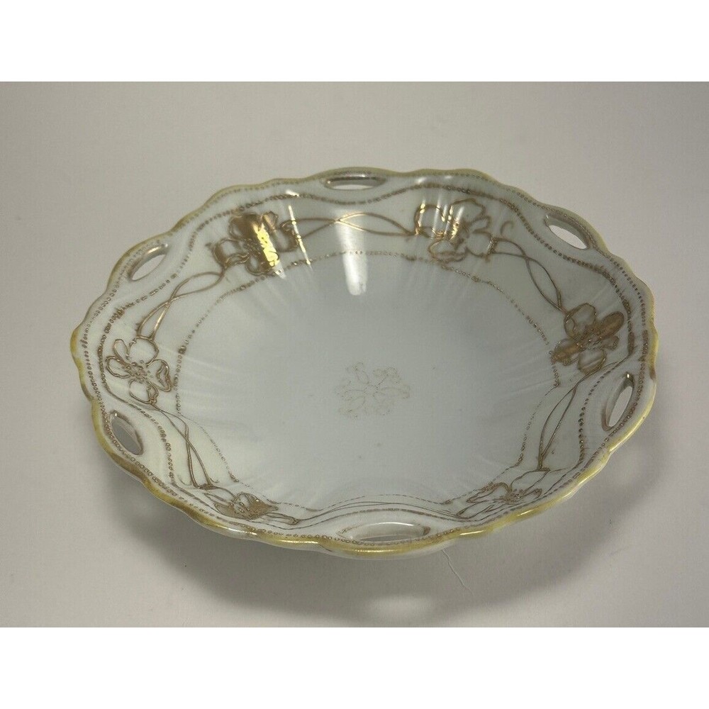 Vintage hand painted gold trim porcelain Nippon candy dish/plate, art nouveau